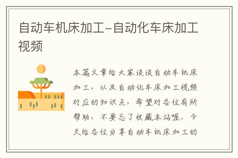 自动车机床加工-自动化车床加工视频