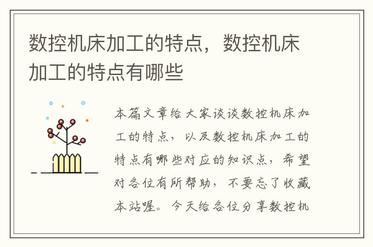 数控机床加工的特点,数控机床加工的特点有哪些