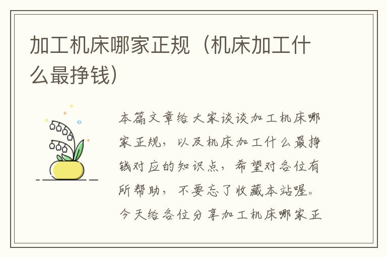 加工机床哪家正规(机床加工什么最挣钱)