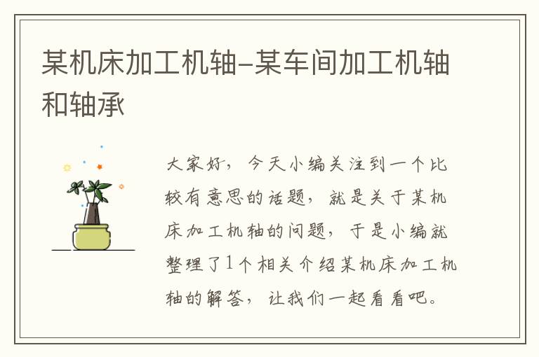 某机床加工机轴-某车间加工机轴和轴承