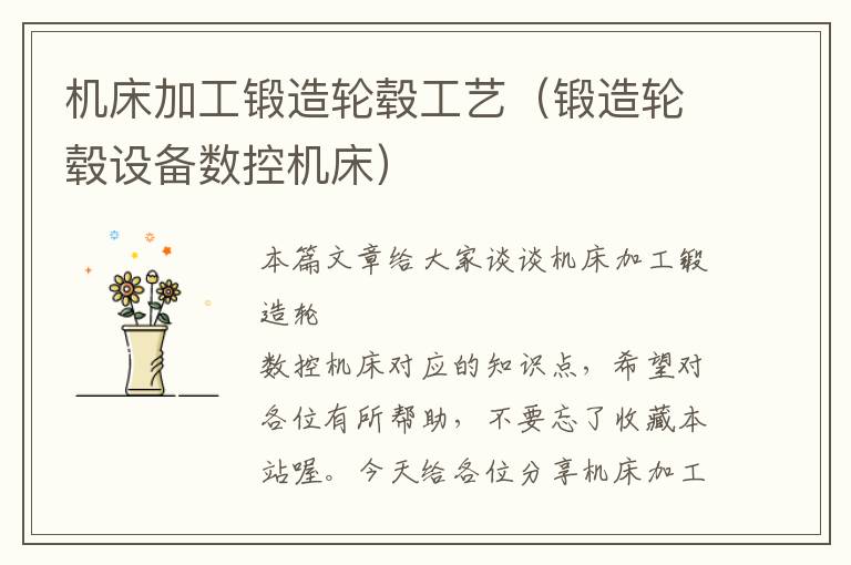 机床加工锻造轮毂工艺(锻造轮毂设备数控机床)