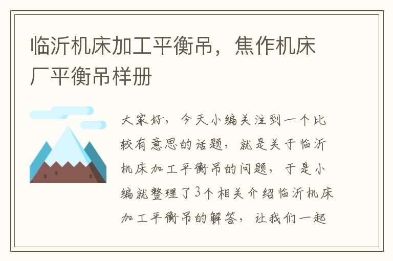 临沂机床加工平衡吊,焦作机床厂平衡吊样册