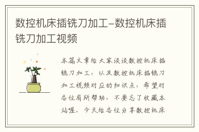 数控机床插铣刀加工-数控机床插铣刀加工视频