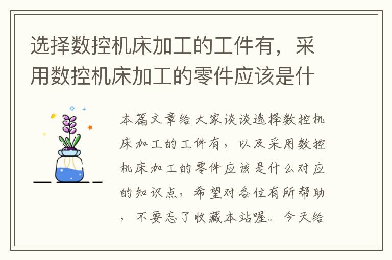 选择数控机床加工的工件有,采用数控机床加工的零件应该是什么