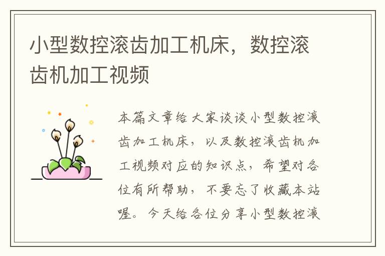 小型数控滚齿加工机床,数控滚齿机加工视频