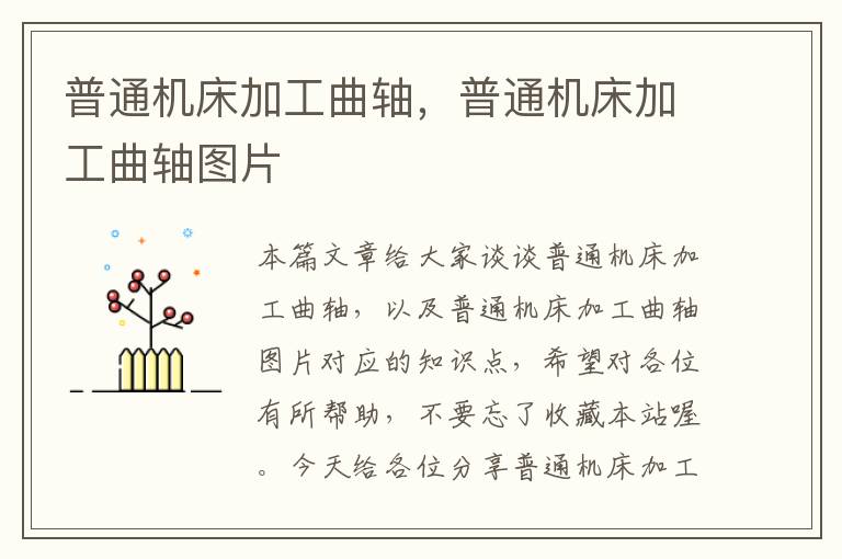 普通机床加工曲轴,普通机床加工曲轴图片