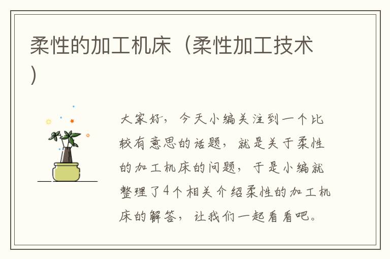 柔性的加工机床(柔性加工技术)