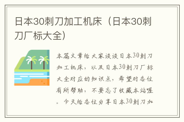 日本30刺刀加工机床(日本30刺刀厂标大全)