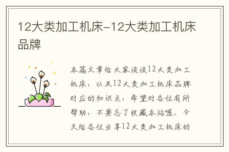 12大类加工机床-12大类加工机床品牌