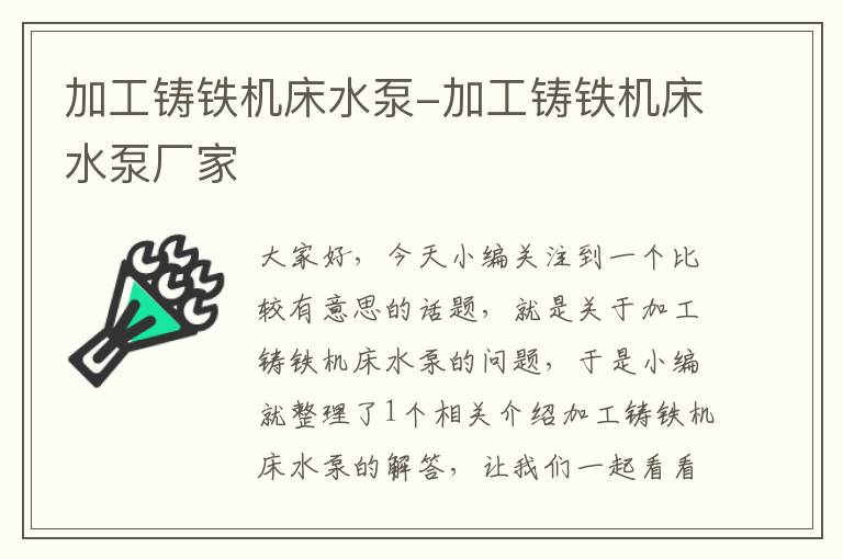 加工铸铁机床水泵-加工铸铁机床水泵厂家