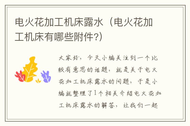 电火花加工机床露水(电火花加工机床有哪些附件?)