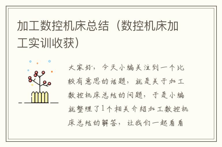 加工数控机床总结(数控机床加工实训收获)