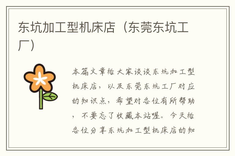 东坑加工型机床店(东莞东坑工厂)