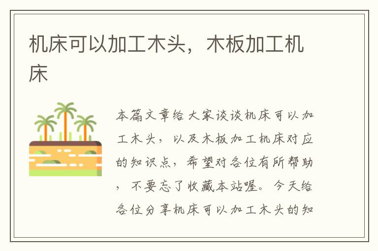 机床可以加工木头,木板加工机床