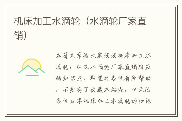 机床加工水滴轮(水滴轮厂家直销)