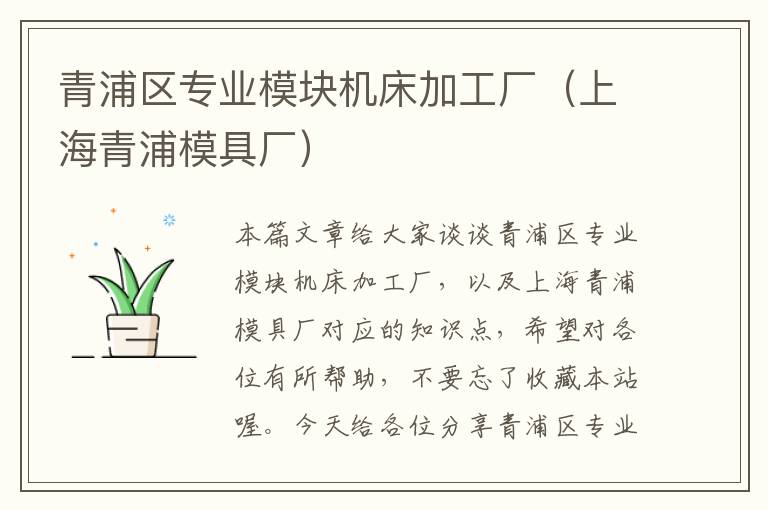 青浦区专业模块机床加工厂（上海青浦模具厂）