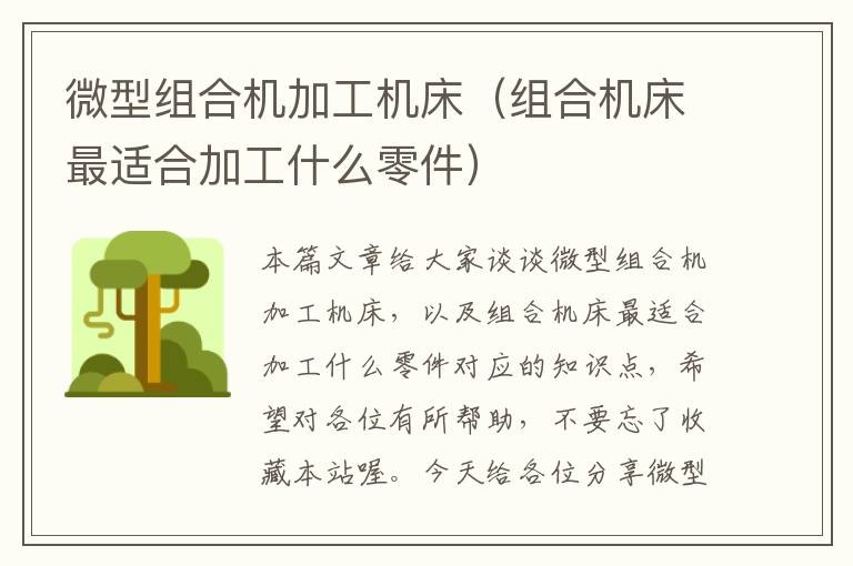 微型组合机加工机床(组合机床最适合加工什么零件)