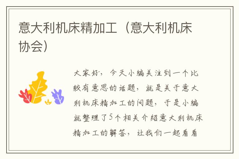 意大利机床精加工(意大利机床协会)