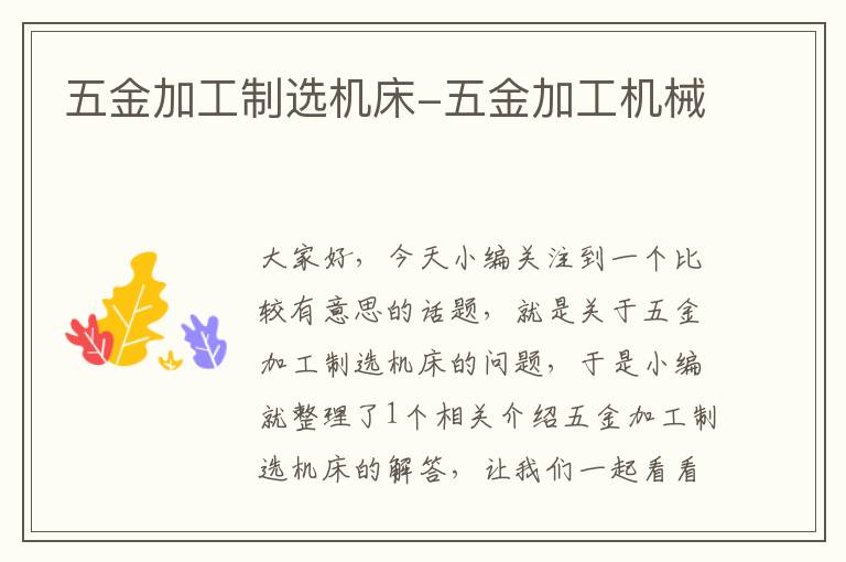 五金加工制选机床-五金加工机械