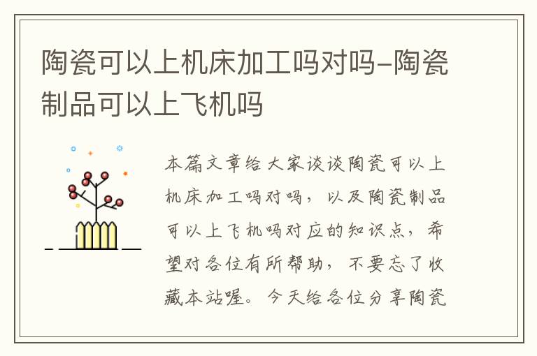 陶瓷可以上机床加工吗对吗-陶瓷制品可以上飞机吗
