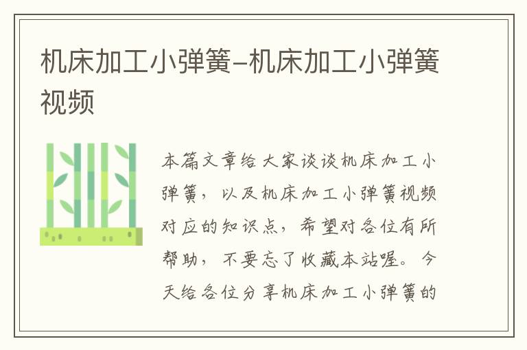 机床加工小弹簧-机床加工小弹簧视频