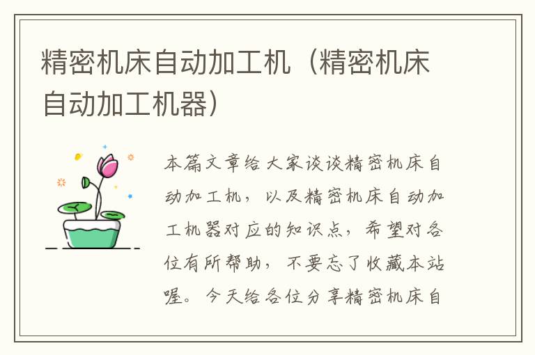 精密机床自动加工机(精密机床自动加工机器)