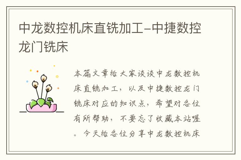 中龙数控机床直铣加工-中捷数控龙门铣床
