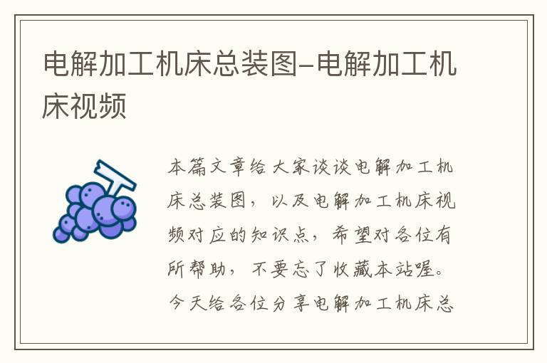 电解加工机床总装图-电解加工机床视频