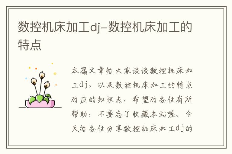 数控机床加工dj-数控机床加工的特点