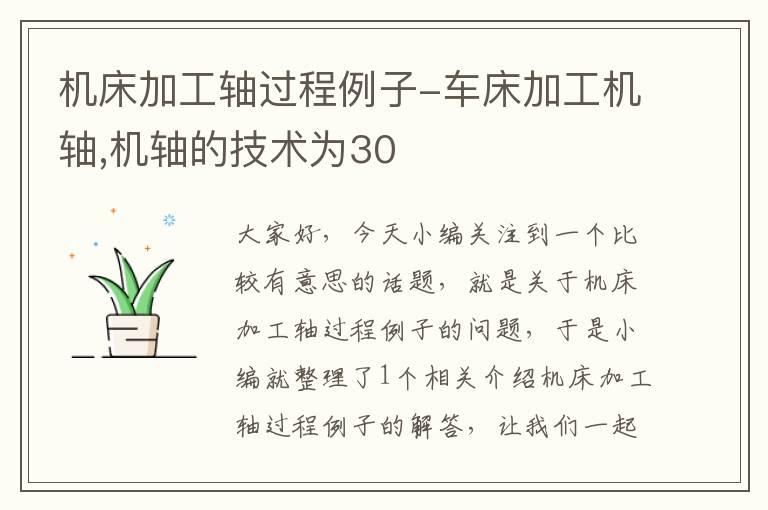 机床加工轴过程例子-车床加工机轴,机轴的技术为30