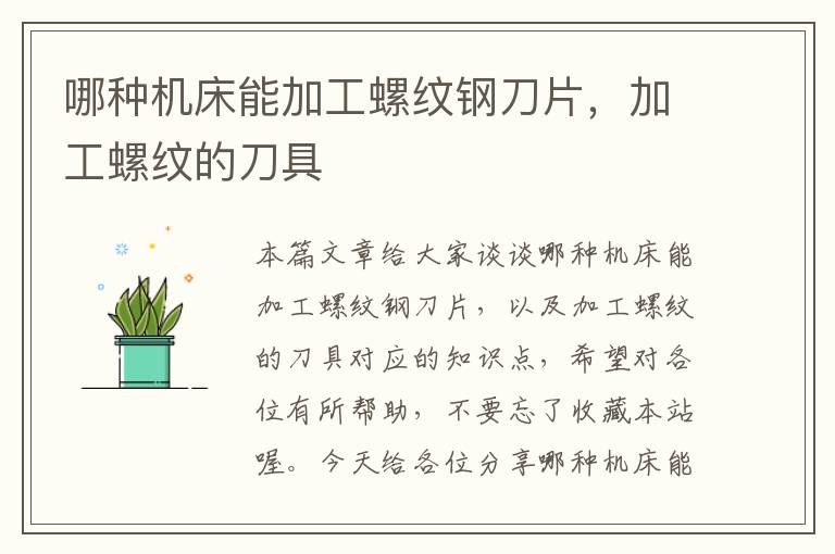 哪种机床能加工螺纹钢刀片,加工螺纹的刀具