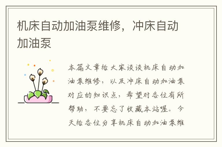 机床自动加油泵维修,冲床自动加油泵
