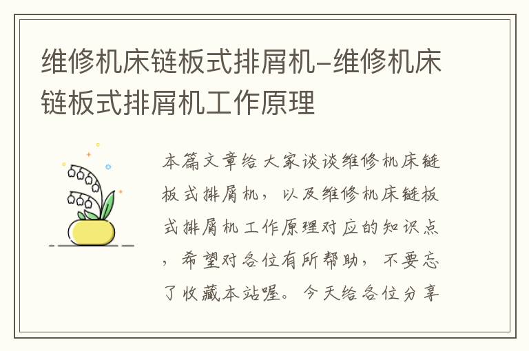 维修机床链板式排屑机-维修机床链板式排屑机工作原理