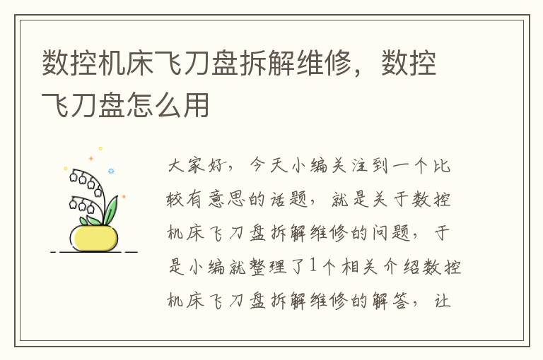 数控机床飞刀盘拆解维修,数控飞刀盘怎么用