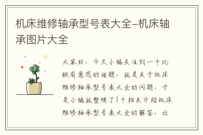 机床维修轴承型号表大全-机床轴承图片大全