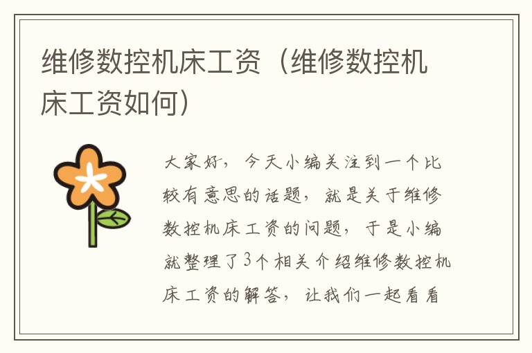 维修数控机床工资(维修数控机床工资如何)