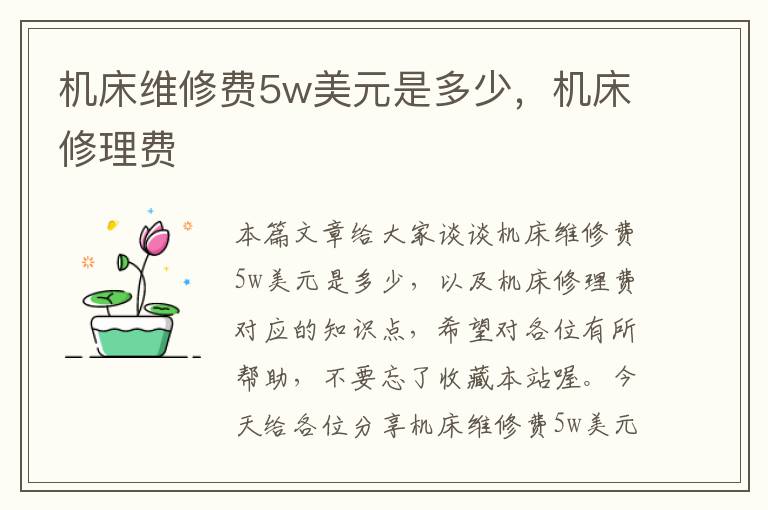 机床维修费5w美元是多少,机床修理费
