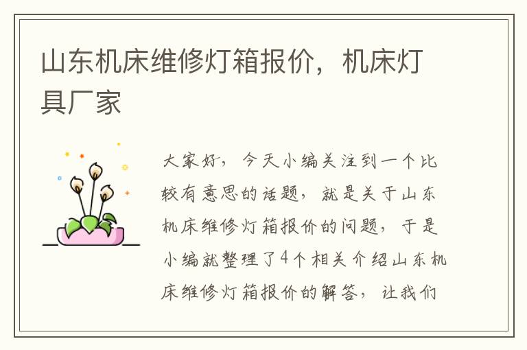 山东机床维修灯箱报价,机床灯具厂家