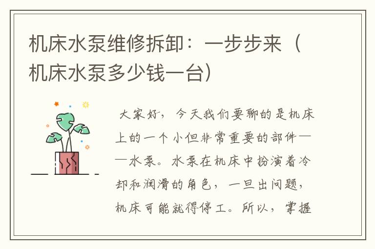 机床水泵维修拆卸:一步步来(机床水泵多少钱一台)