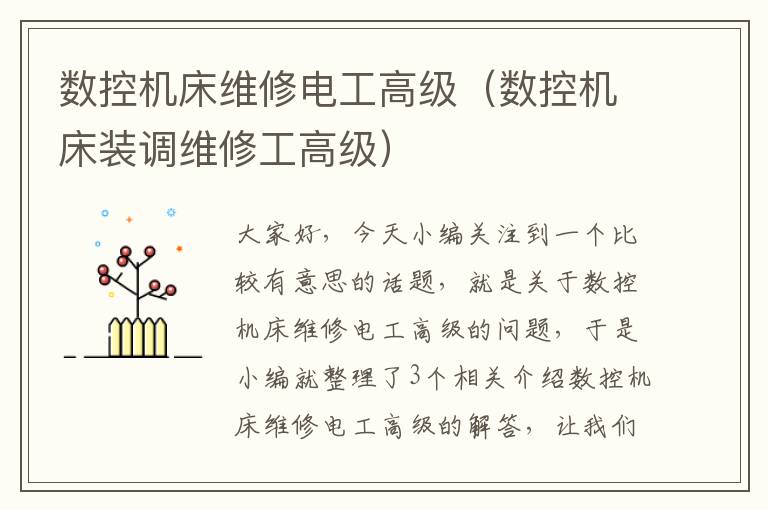 数控机床维修电工高级(数控机床装调维修工高级)