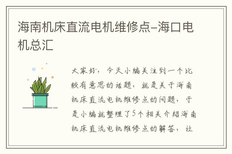 海南机床直流电机维修点-海口电机总汇